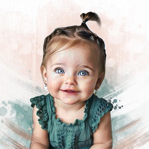 Gepersonaliseerde aquarel kinderportret, aangepast babyportret van foto, pasgeboren cadeau voor moeder, gepersonaliseerd schilderij van foto baby kind