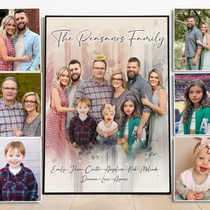 Personalisierte gemischte Fotos zum Familienportrait, fügen Sie geliebtes Foto hinzu, einzigartiges spezielles Beileidsgeschenk Verlust des Vaters Mutter