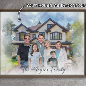 Ritratto personalizzato della casa, pittura ad acquerello della casa, regalo personalizzato per inaugurazione della casa, prima casa, regalo di chiusura dell'agente immobiliare, ritratto commemorativo della casa