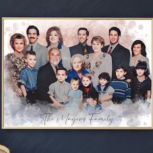 Dipinto commemorativo personalizzato su tela, ritratto di famiglia da foto diverse, aggiungi una persona cara defunta, unisci immagini, regalo commemorativo per papà e mamma