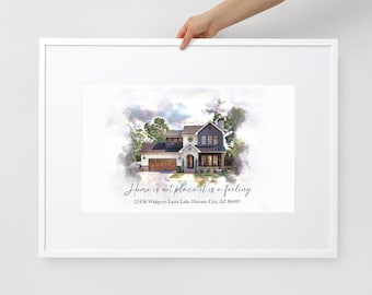 Custom Watercolor House Portrait, New Home Painting From Photo Housewarming Gift, Wedding Venue Drawing, Realtor Closing Gift, First Home