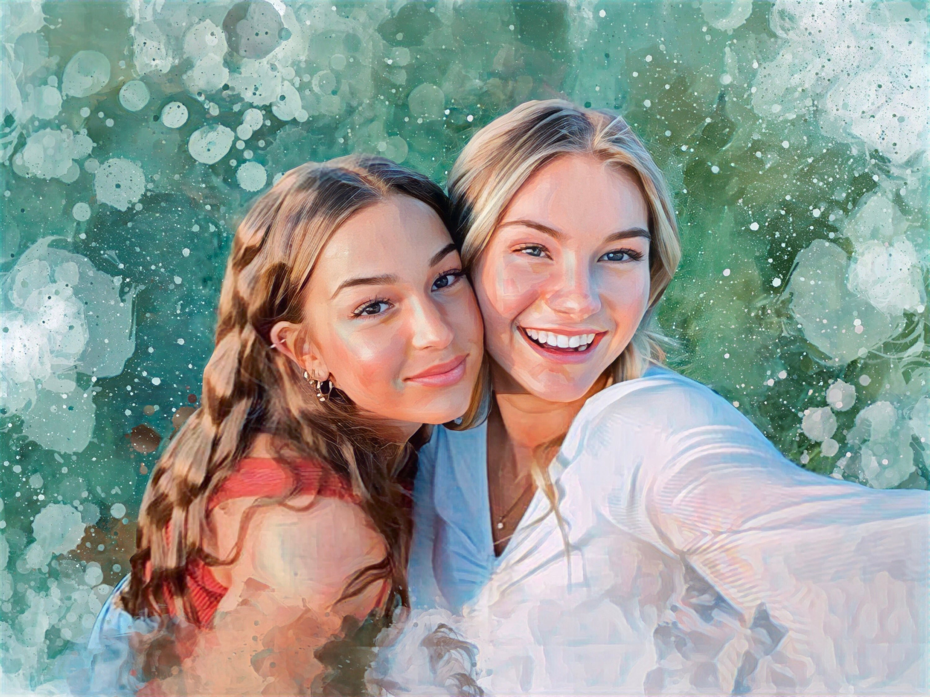 Custom Best Friends Portrait Painting, Best Friends Portrait, Best ...