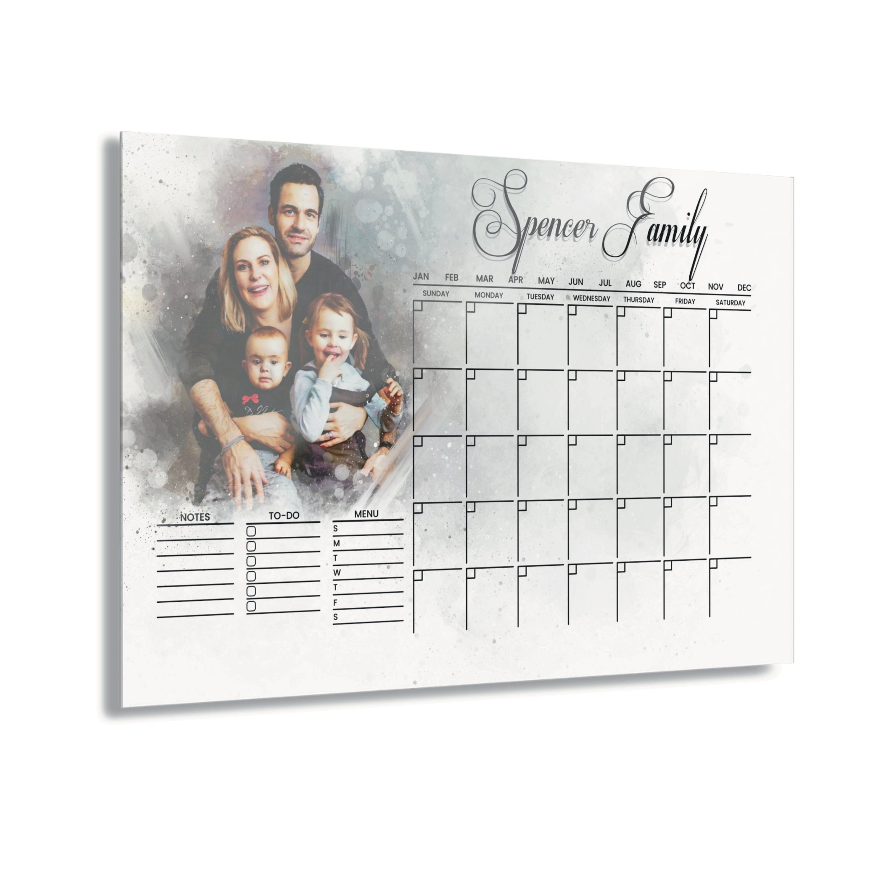 Personalized Family Photo Acrylic Wall Calendar: Dry Erase Planner - Etsy