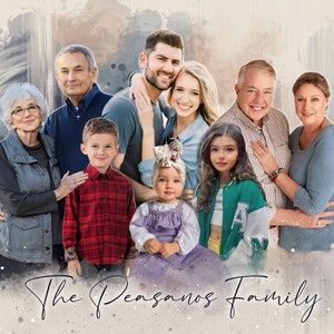 Custom Painting Family Portrait From Photo Add Passed Away Loved One To Picture Memorial Remembrance Canvas Painting Gift for GrandParents
