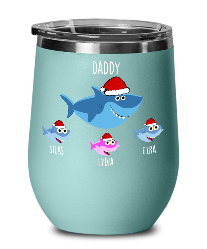 Daddy Shark Wine Glass Papa Shark Gift for Father Day Baby Shark Gift for Dad From Daughter Gift From Son Dad Tumbler Wine Glass from Wife