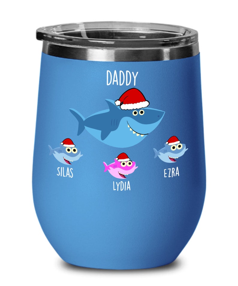 Daddy Shark Wine Glass Papa Shark Gift for Father Day Baby Shark Gift for Dad From Daughter Gift From Son Dad Tumbler Wine Glass from Wife