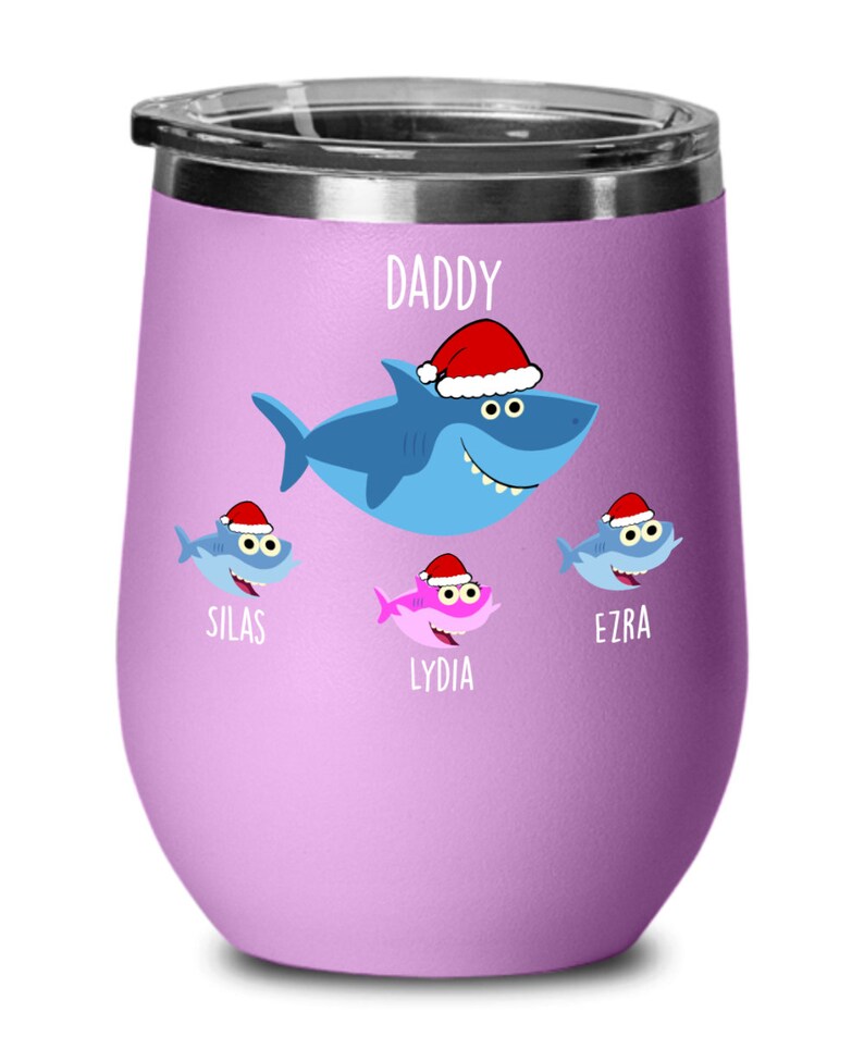 Daddy Shark Wine Glass Papa Shark Gift for Father Day Baby Shark Gift for Dad From Daughter Gift From Son Dad Tumbler Wine Glass from Wife