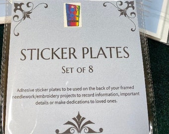 Sticker Plates--Description labels for Cross Stitch Needlework Embroidery--Adhesive Info Labels--Perfect gift for him her or them