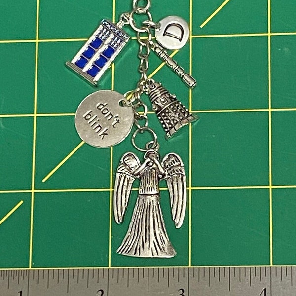 Doctor Police Box Sonic Screwdriver Personalized Key Ring Scissor Fobs--TV Fandom Inspired--Gift for Him Her Them--Purse Charms Zipper Pull