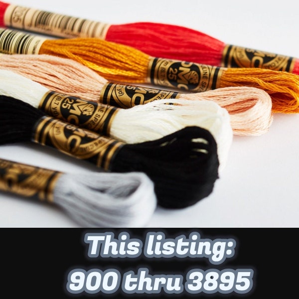 DMC 6 Strand {900 thru 3895} Skein Embroidery Floss--100% Cotton--Made in France--Cross Stitch Thread--Craft Supply