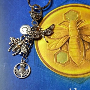 Thistle Bee Dragonfly Celtic Personalized Key Ring Scissor Fobs--Scottish Highlands Inspired--Great gift for mom on Mother's Day