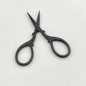 Black Embroidery Craft Scissors--Stainless Steel Short Blade Fine Point Gothic Design Scissors--Great Gift for Her/Him/Them