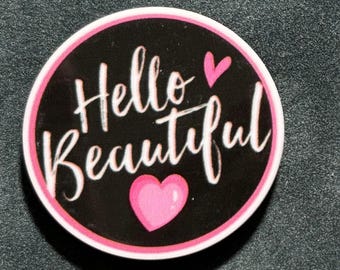 Needle Minder--Hello Beautiful--Acrylic Craft Supply--Xstitch Accessory--Gift for Her