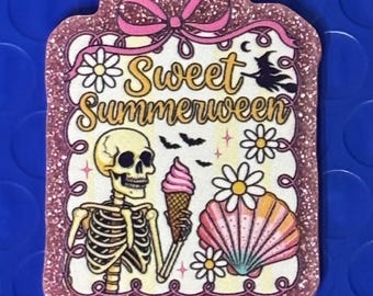 Needle Minder--Sweet Summerween--Skeleton with Ice Cream--Cross Stitch--Xstitch--Craft Supply Accessory--Gift for Stitcher--Goth vibes