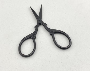 Black Embroidery Craft Scissors--Stainless Steel Short Blade Fine Point Gothic Design Scissors--Great Gift for Her/Him/Them