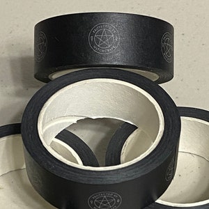 Black Washi Tape--Protected By Witchcraft--Pagan Witchy Vibes--Journaling--Snail Mail--Gift for Planner Scrapbooker--Letter Writer