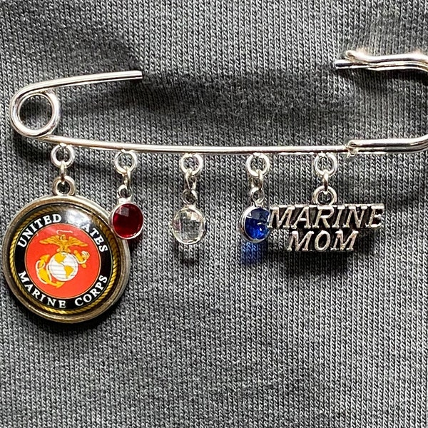 Marine Mom Personalized Kilt Pin Lapel Brooch--Military Mom--Shawl Pin--Great gift for Mother's Day