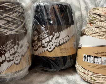 CONE Sugar N Cream Cotton Yarn--Asstd Colors--100% Cotton--Size 4 Medium Weight--Crochet Knitting Supply