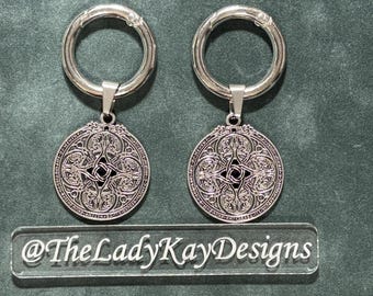 Boot Charm--Celtic Norse Runes Interlocking Circle Design Silver Pewter Carabiner--Gift for Him Her Them