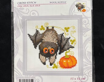Cross Stitch Kit--Upside Down by Riolis--NIP--Vintage Halloween 2000s--Craft Supply--XStitch Kit ONLY--Gift for Stitcher