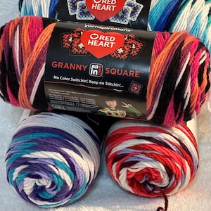 Red Heart Granny Square All In One Asstd Colors----100% Acrylic Yarn--Size 4 Medium Weight--Crochet Knitting Supply Craft Supplies