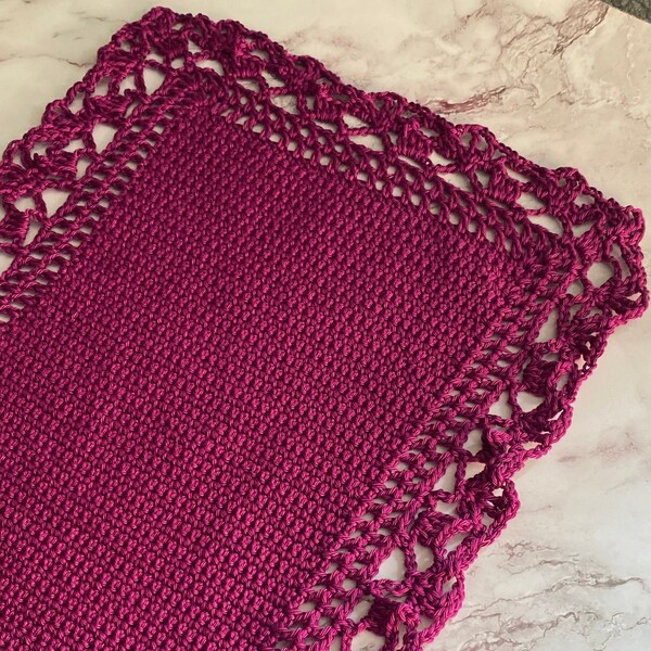 Very Berry Raspberry Magenta 24 inch Table Runner Centerpiece--Gift for Her/Him/Them--Handmade Crochet Home Décor