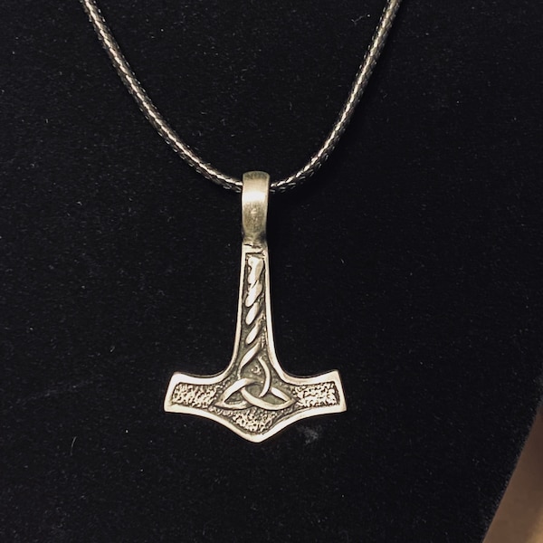 Thor's Hammer pendant necklace--black imitation leather cord--Perfect gift for him