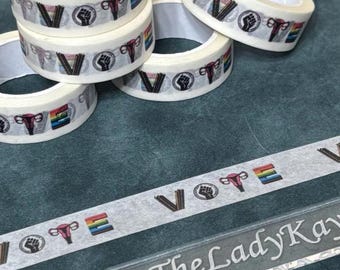 Washi Tape--White--VOTE--Progressive--Banned Books--BLM--Feminist--LGBTQiA--Journaling--Snail Mail--Gift for Planner Scrapbooker