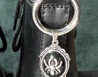 Boot Charm Spider Cameo --Pewter and Stainless Steel-- Spooky Goth Witchy Things--Witchy Vibes--Gift for Him Her Them
