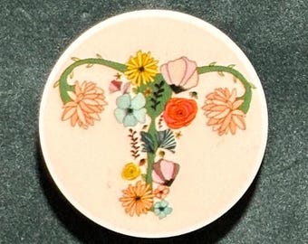 Needle Minder--Flowers UTERUS--Cottagecore Floral Vibes--Acrylic Cross Stitch Craft Supply--Xstitch Accessory--Gift for Her