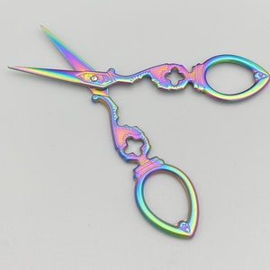 Rainbow Embroidery Craft Scissors--Queer Mustache Beard Trimmer Stainless Steel Short Blade Fine Point Scissors--Great Gift for Her/Him/Them