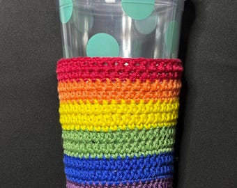 Iced Hot Coffee Cupsleeve--Asstd Colors --100 percent Cotton--Drink Coozie--Handmade Crocheted Hand Protector Insulator--Great Gift