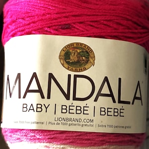 Lion Brand Mandala Baby Cake--Fairyland--Acrylic Yarn--Hot Pink White Pastel Pink Gray--Crochet Knitting Supply
