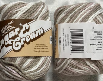 Sugar N Cream Variegated Yarn--Asstd MULTI Colors--100% Cotton--Size 4 Medium Weight--Crochet Knitting Supply