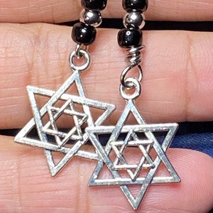 Star of David silvertone earringsdrop handmade earringsGift for her/them image 5