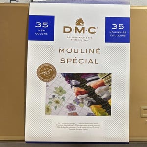 DMC 35 "New" Colors Set in Gold Tin Box--DMC 6 Strand Skein Embroidery Floss--Made in France--Cross Stitch Thread--Craft Supply