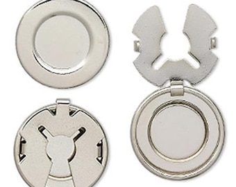 Button Covers Silver Tone Findings Parts 18mm Round--(20 pieces)--DIY Fancy Button Jewelry Supply