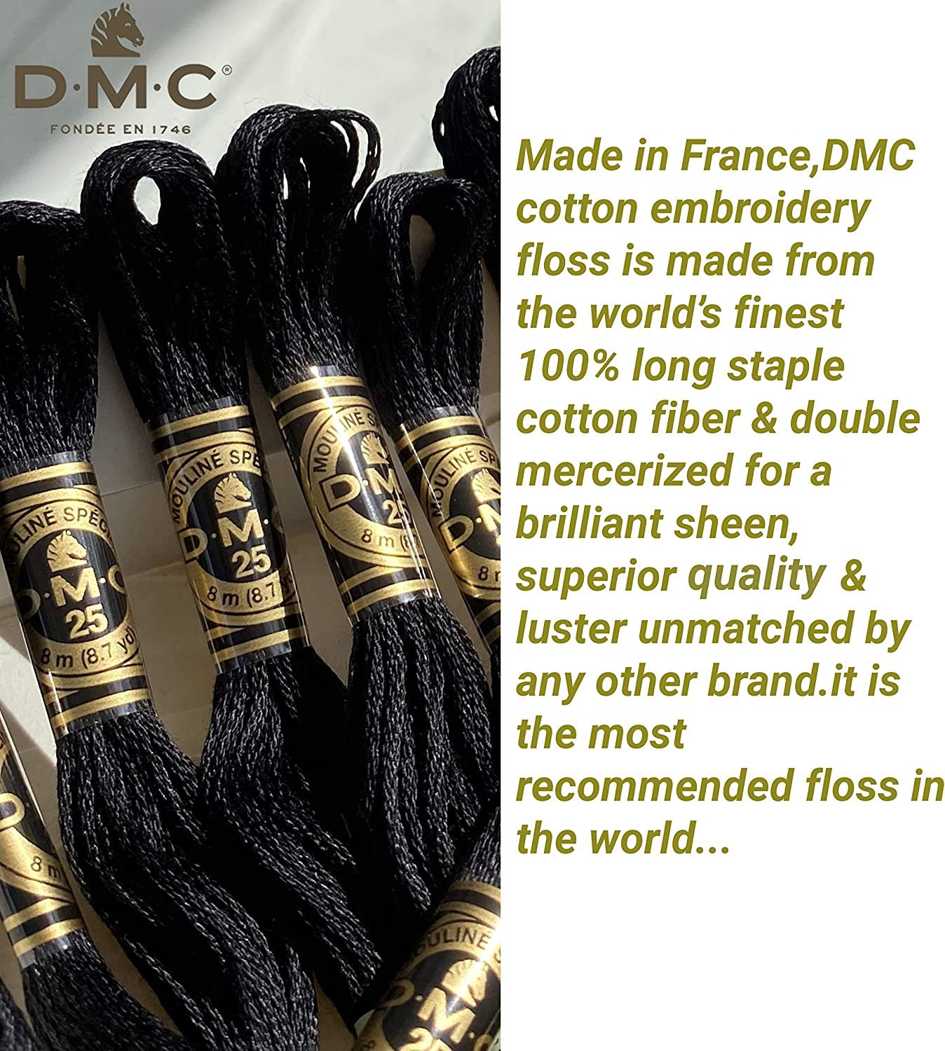 Large Cone DMC Floss 310 Black6 Strand Embroidery Cotton Flosscone of  Doomcross Stitch Gift for Him/her/them 