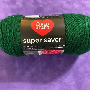 Red Heart Super Saver Asstd Colors--Acrylic Yarn--100% Acrylic--Size 4 Medium Weight--Crochet Knitting Supply Craft Supplies Hunter Green