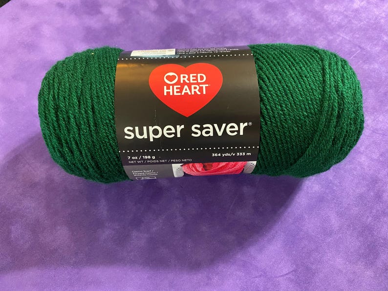 Red Heart Super Saver Asstd Colors--Acrylic Yarn--100% Acrylic--Size 4 Medium Weight--Crochet Knitting Supply Craft Supplies Hunter Green