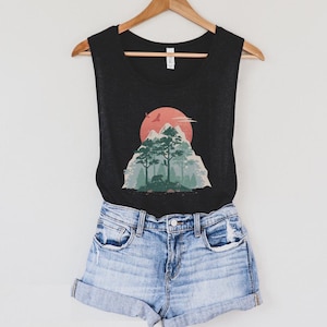 Mountain Tank, Nature Shirt,Nature Tank,Camping Tank Top,Nature Lover,Adventure Shirt, Muscle Tank Women, Forest Shirt, Hiking Tank