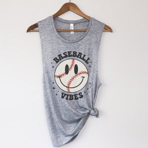 Baseball Vibes Tank Top – Baseball Mom Shirt, Women’s Muscle Tank, Summer Sports Tee, Game Day Outfit, Bella Canvas 8803 Tank, Baseball Tee