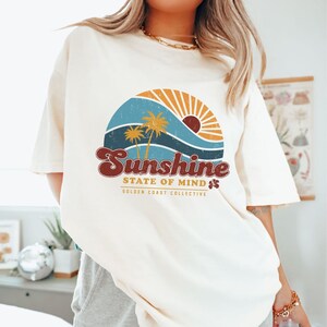 Sunshine State of Mind Shirt, Retro Sunset Beach Tee, Summer Comfort Colors T-Shirt, Vintage Sun Shirt, Coastal Vibes Graphic Tee