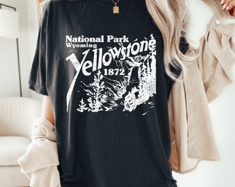 Yellowstone National Park Wyoming T-Shirt, Vintage Nature Camping Tee