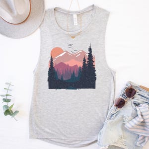 Mountain Tank Top, Wanderlust Shirt, Nature Tank, Camping Tank Top, Adventure, Travel, Hiking Muscle Tank Top, Forest, Outdoors,