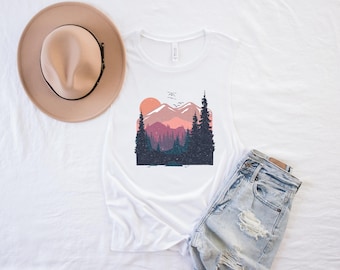 Berg Grafik Muskel Tank Top, Wandern, Reisen