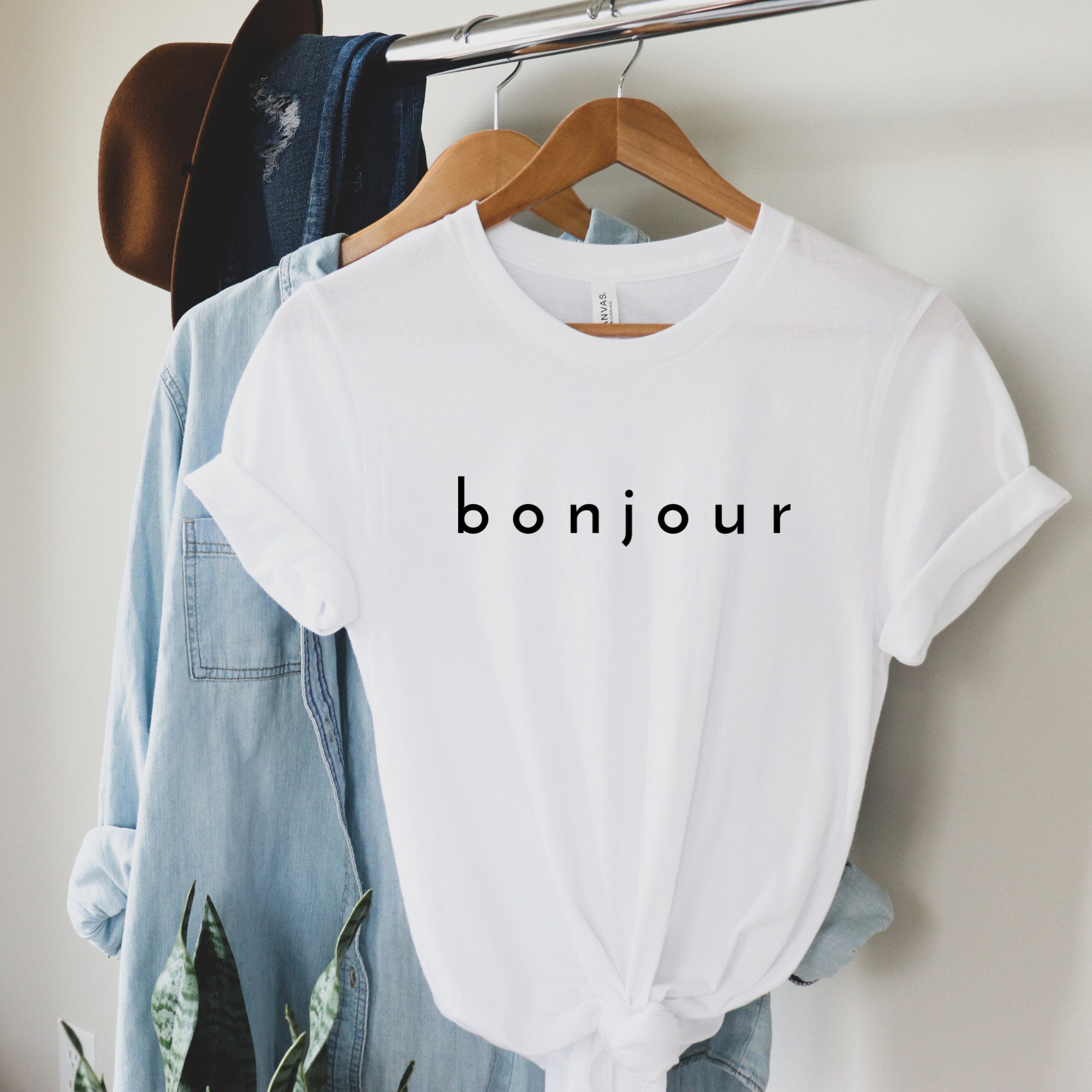 Bonjour Shirt Hello Shirt Bonjour Tee France Shirt French | Etsy