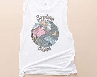 Entdecken Sie mehr Grafik Muskel-Tank, Natur-Abenteuer-Shirt