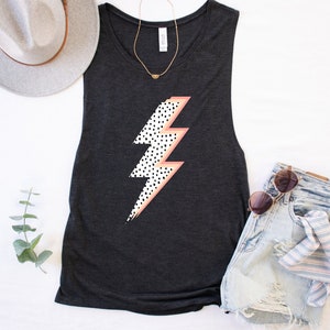 Camiseta sin mangas con estampado de rayo, camiseta sin mangas para festivales de mujer