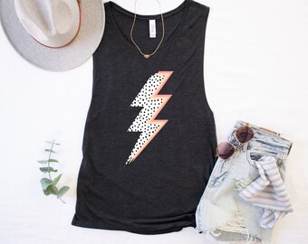 Lightning Bolt Muscle Tank Top, Women's Festival Tank